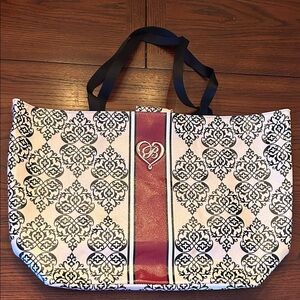 Brighton Black and Light Pink Tote Bag with Red Accent